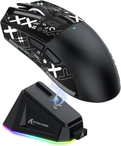MAGIC-REFINER Attack Shark X11 59g Superlight Wireless Gaming Mouse with Grip Tape, RGB Charging Dock，BT/2.4G Wireless/Wired Pc Mouse, 22000 DPI,5 Programmable Buttons for Pc/Mac(Black) : Buy Online at Best Price in KSA – Souq is now Amazon.sa: Electronics